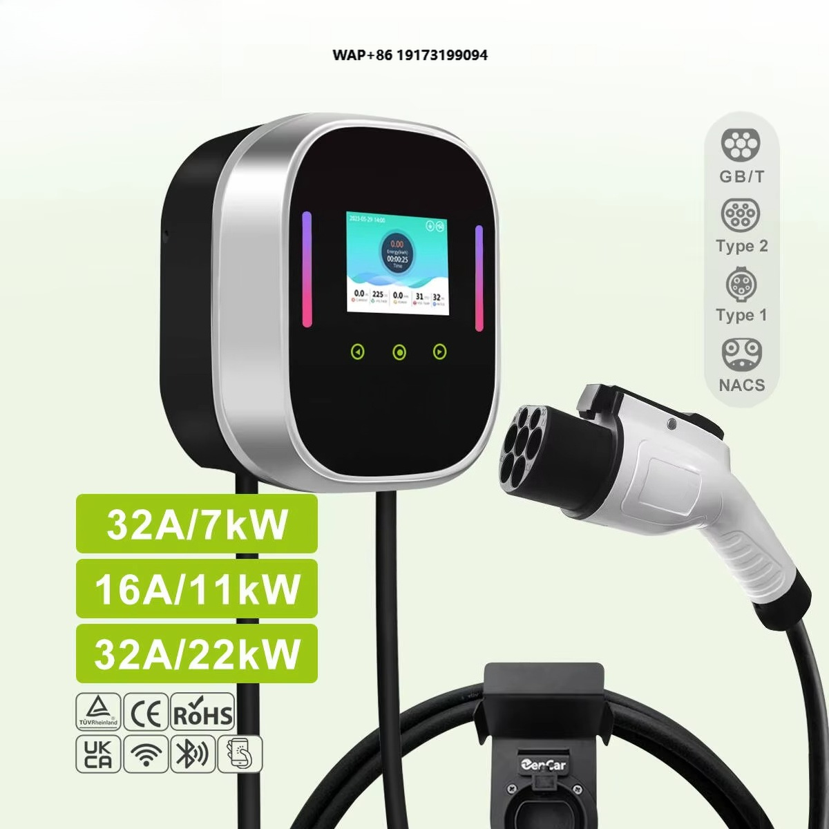 Wallbox Ev - スマートEV充電器ウォールボックス 22kW 11kW 7kW AC電気自動車家庭用充電ステーション 16A