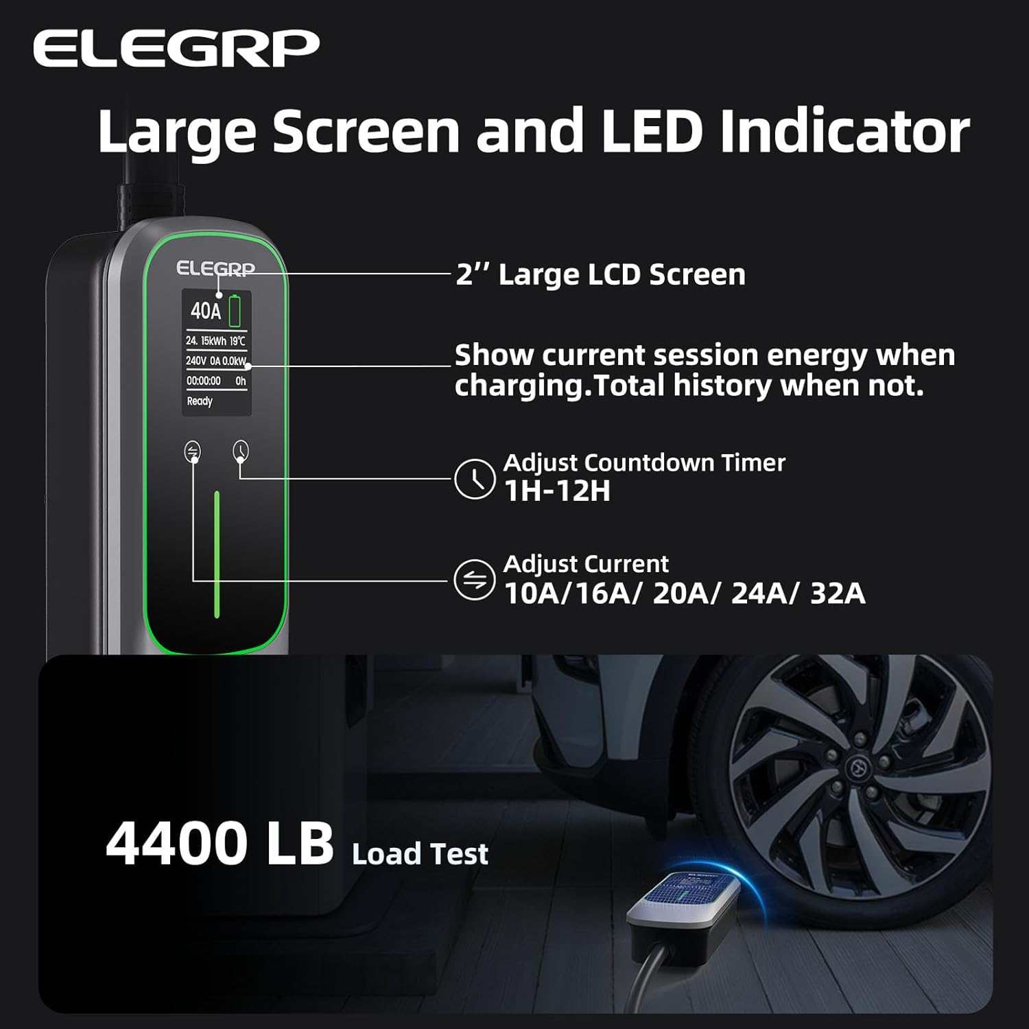 ELEGRP 32 アンペアポータブル電気自動車充電器、すべ - Home Ev Charger のレビューと価格
