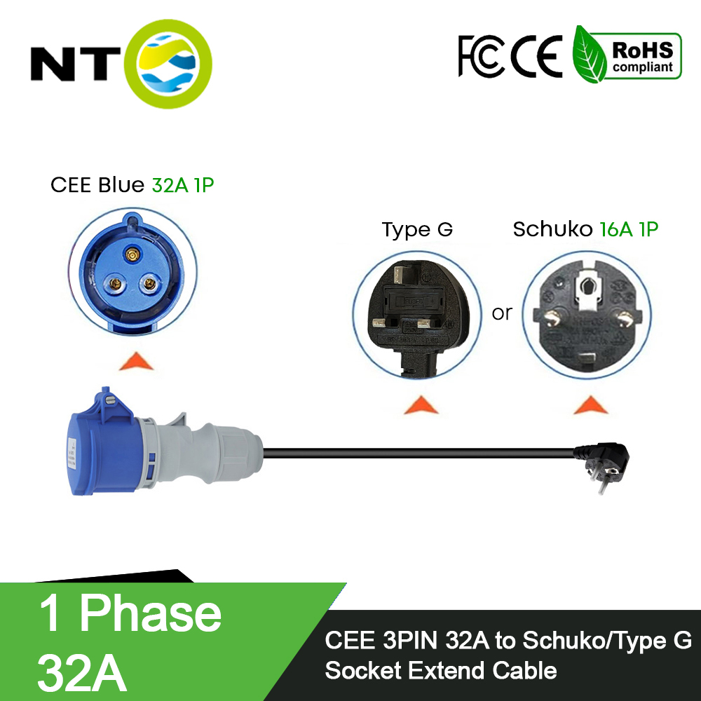 NTOブルーCEEメス電源プラグ3穴ソケットからシュコ2ピン - Ev Charger Adapter のレビューと価格